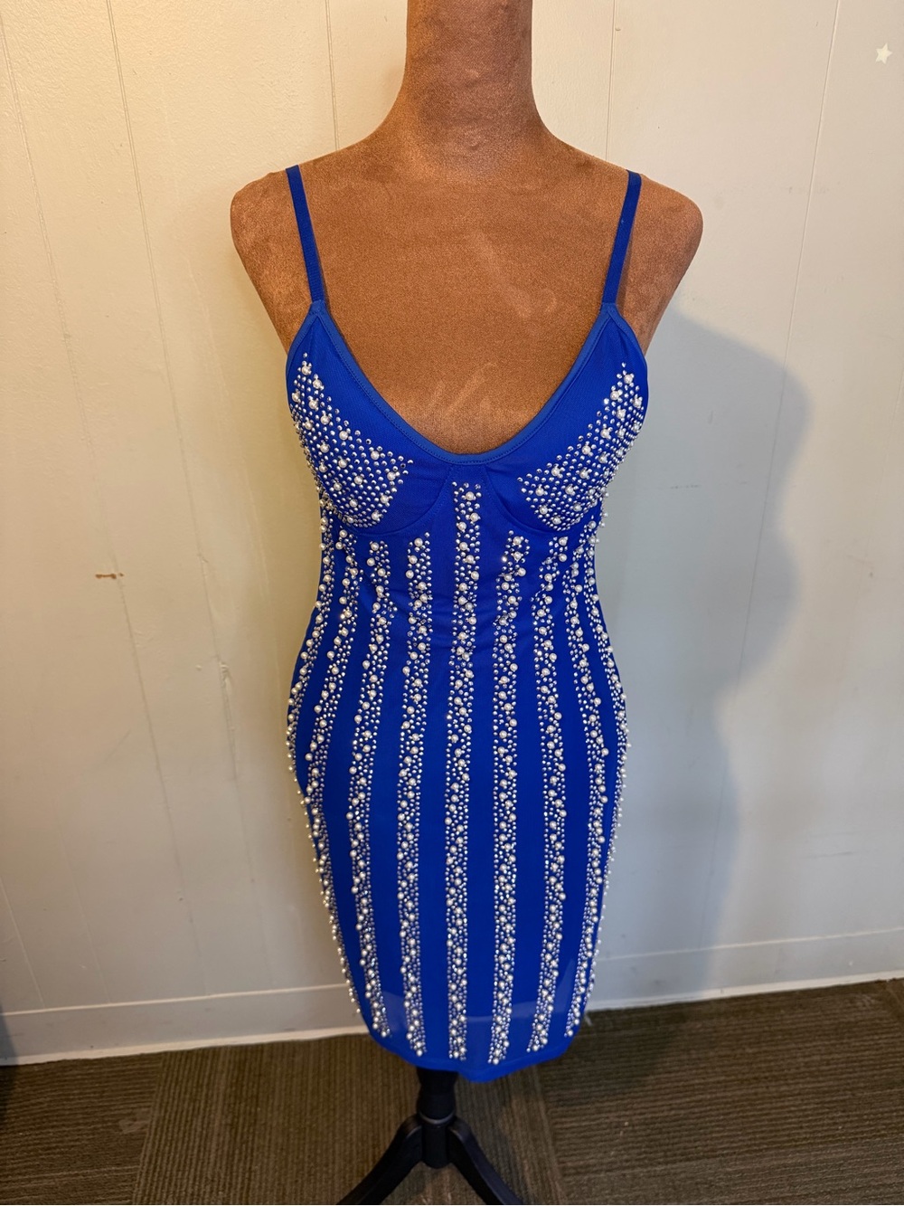 MUY-MUY Royal Blue Rhinestone Party Dress small